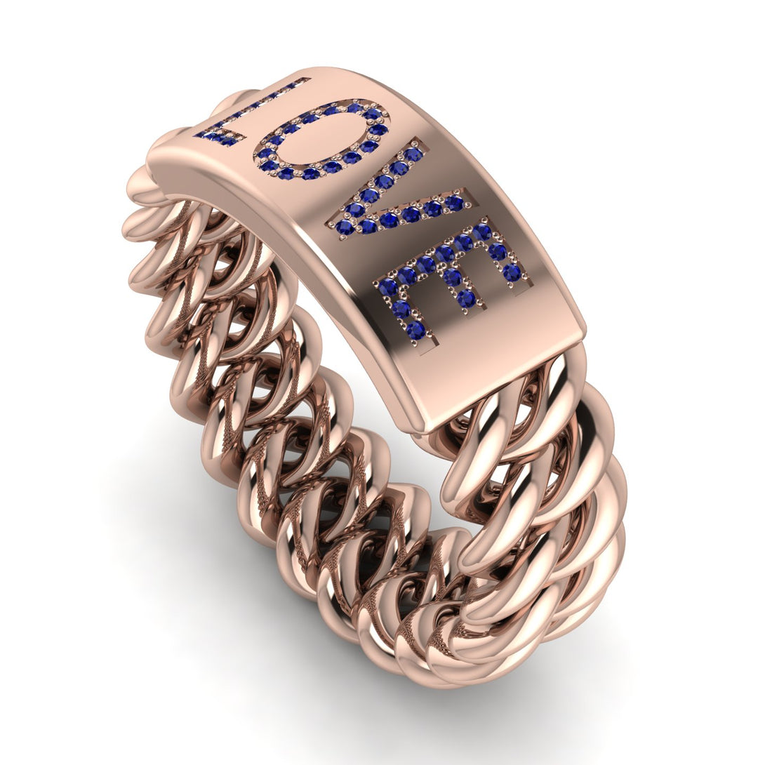 Personalized Sapphire Chain Ring - Lucia No. 14