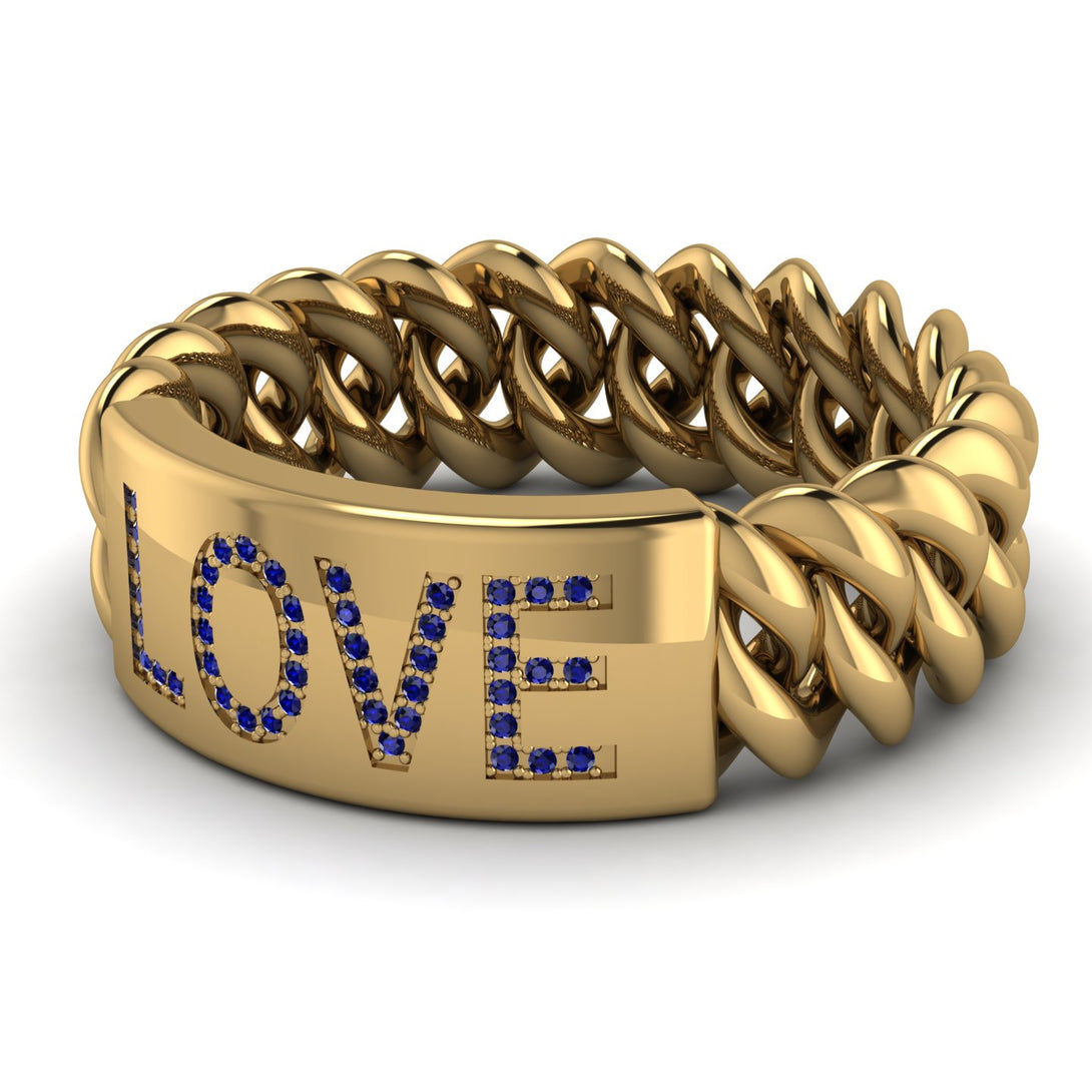 Personalized Sapphire Chain Ring - Lucia No. 13