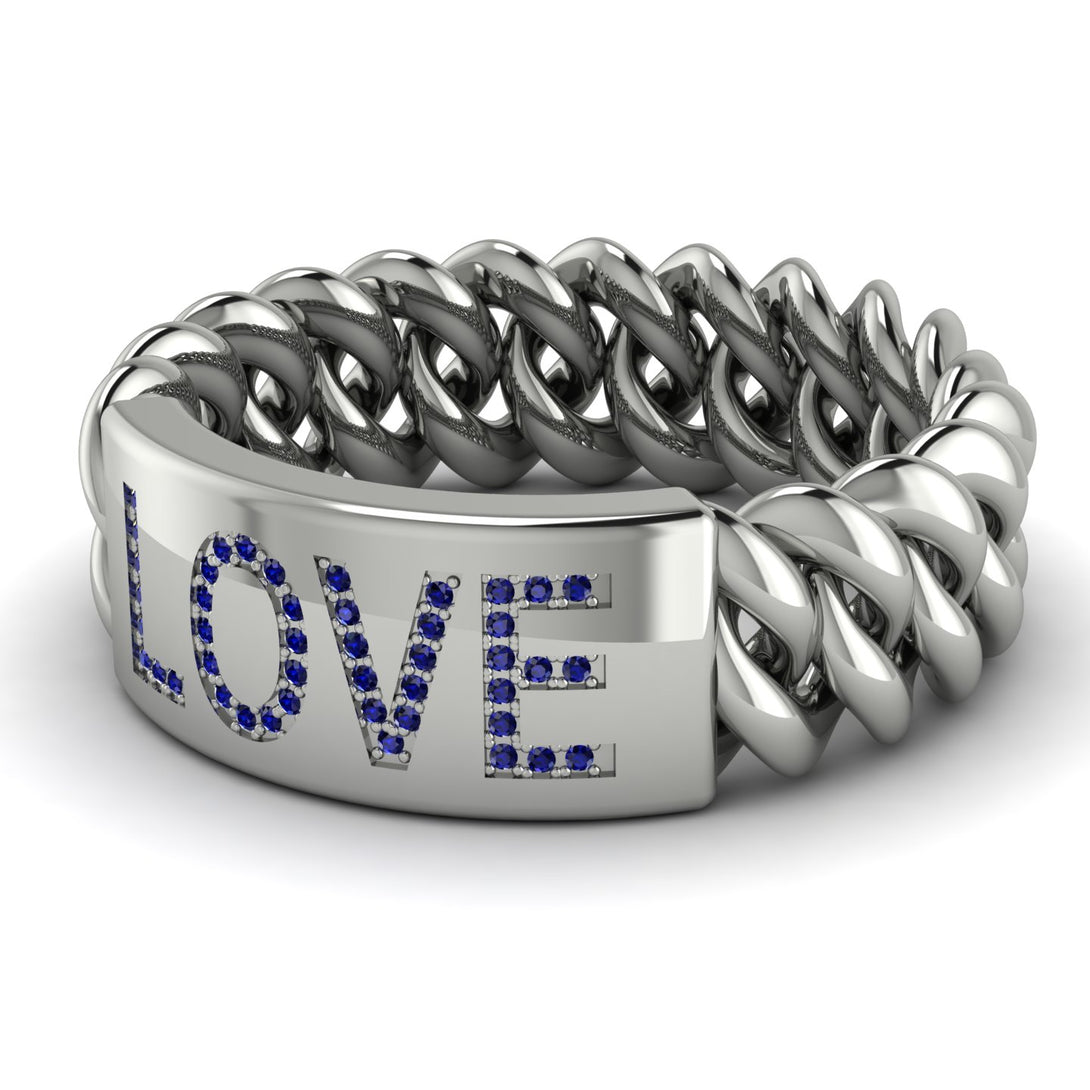 Personalized Sapphire Chain Ring - Lucia No. 15
