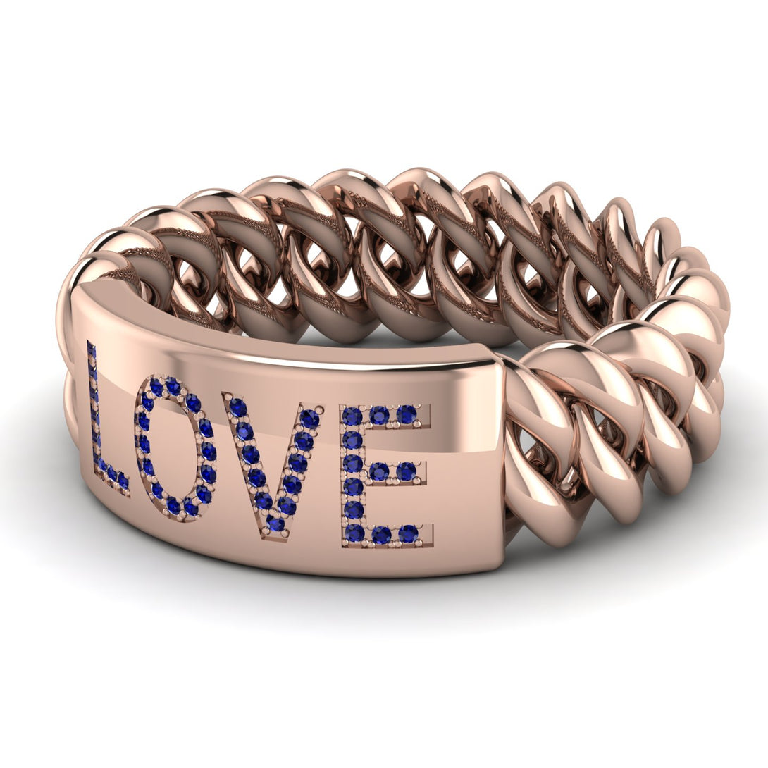 Personalized Sapphire Chain Ring - Lucia No. 14