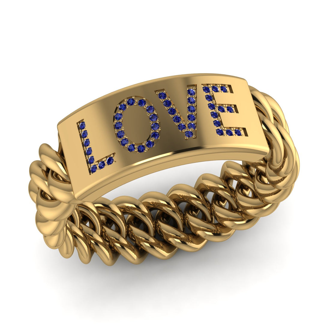 Personalized Sapphire Chain Ring - Lucia No. 13