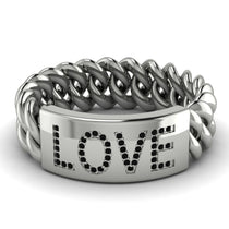 Personalized Black Diamond Chain Ring - Lucia No. 9 image 1