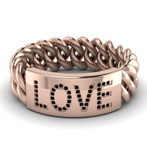 Personalized Black Diamond Chain Ring - Lucia No. 8 image 1