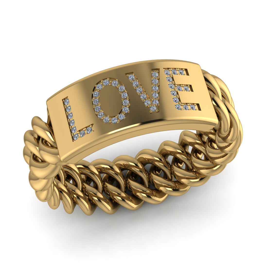Personalized Diamond Chain Ring - Lucia No. 1