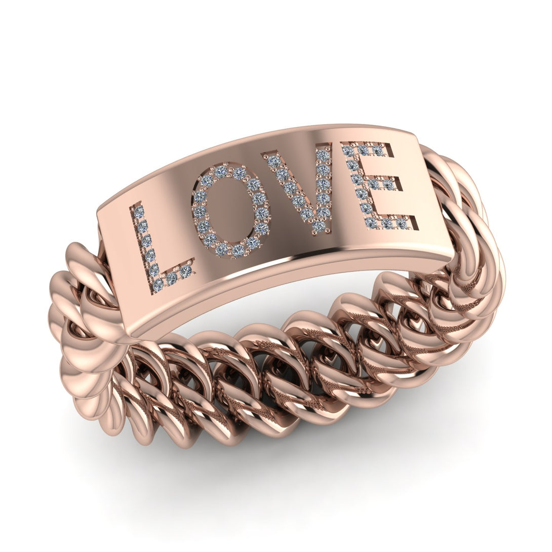 Personalized Diamond Chain Ring - Lucia No. 2