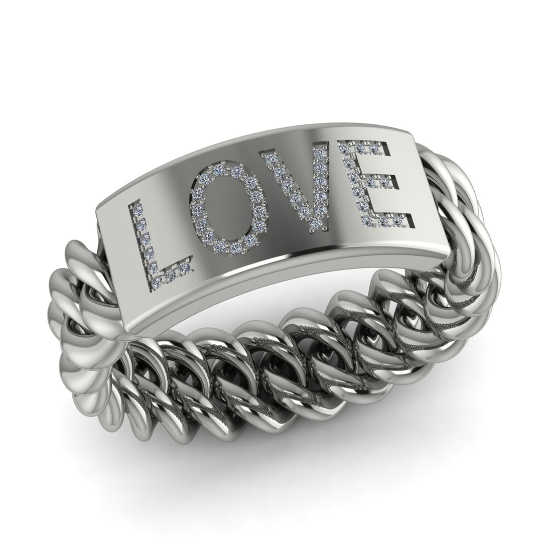 Personalized Diamond Chain Ring - Lucia No. 3