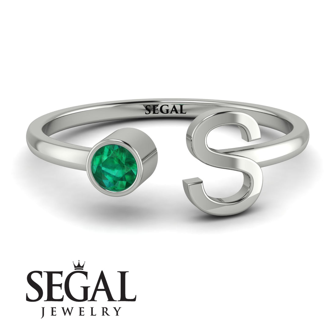 Personalized Open Emerald Ring - Finley No. 6
