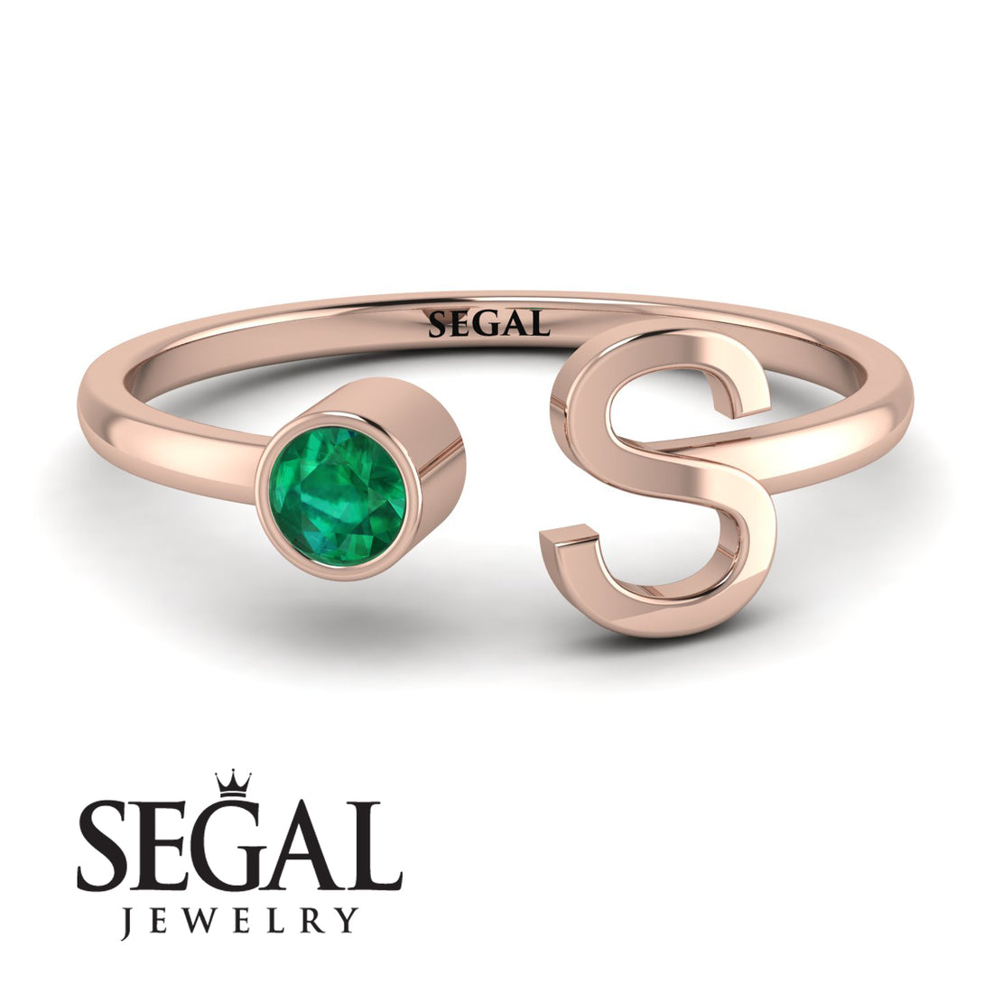 Personalized Open Emerald Ring - Finley No. 5