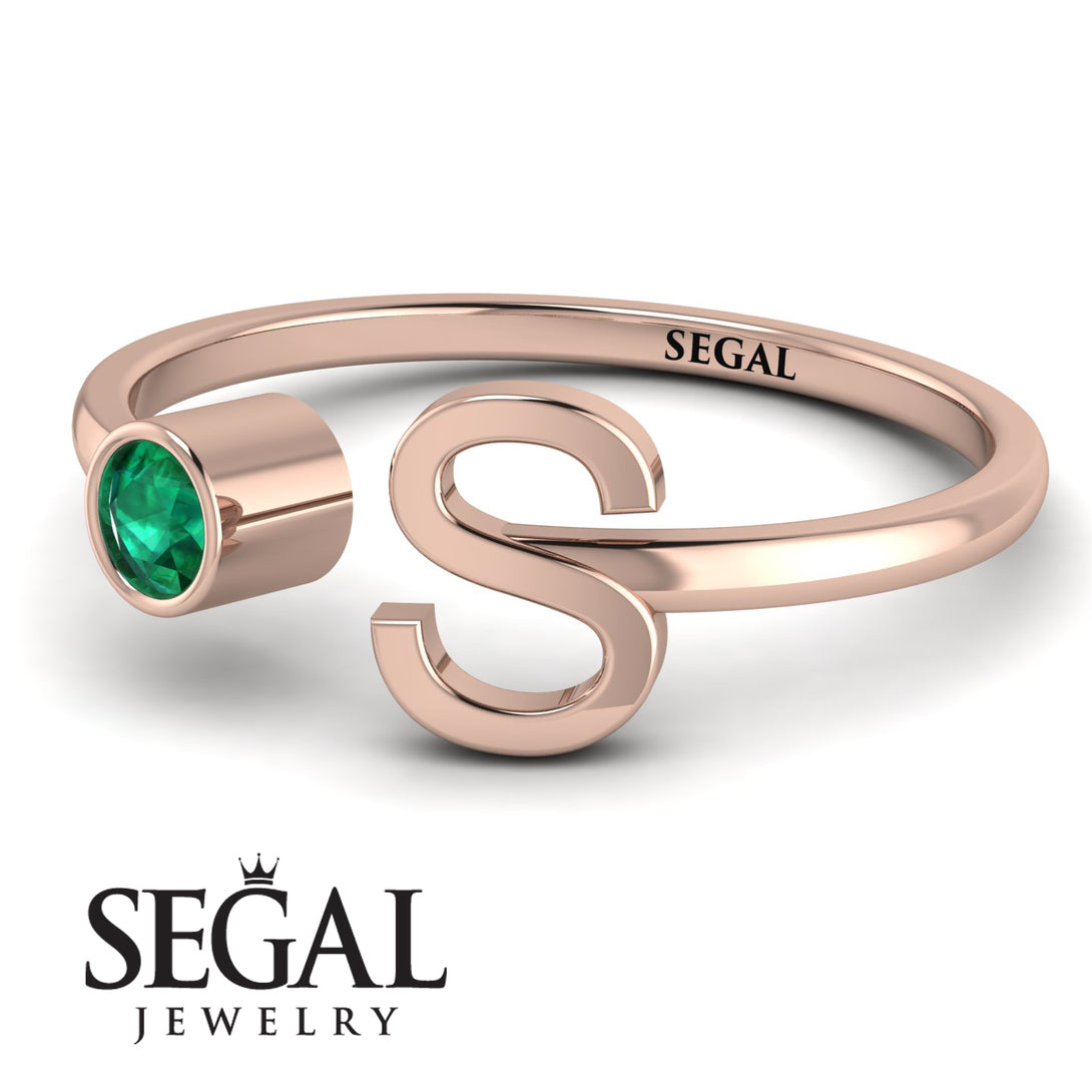 Personalized Open Emerald Ring - Finley No. 5