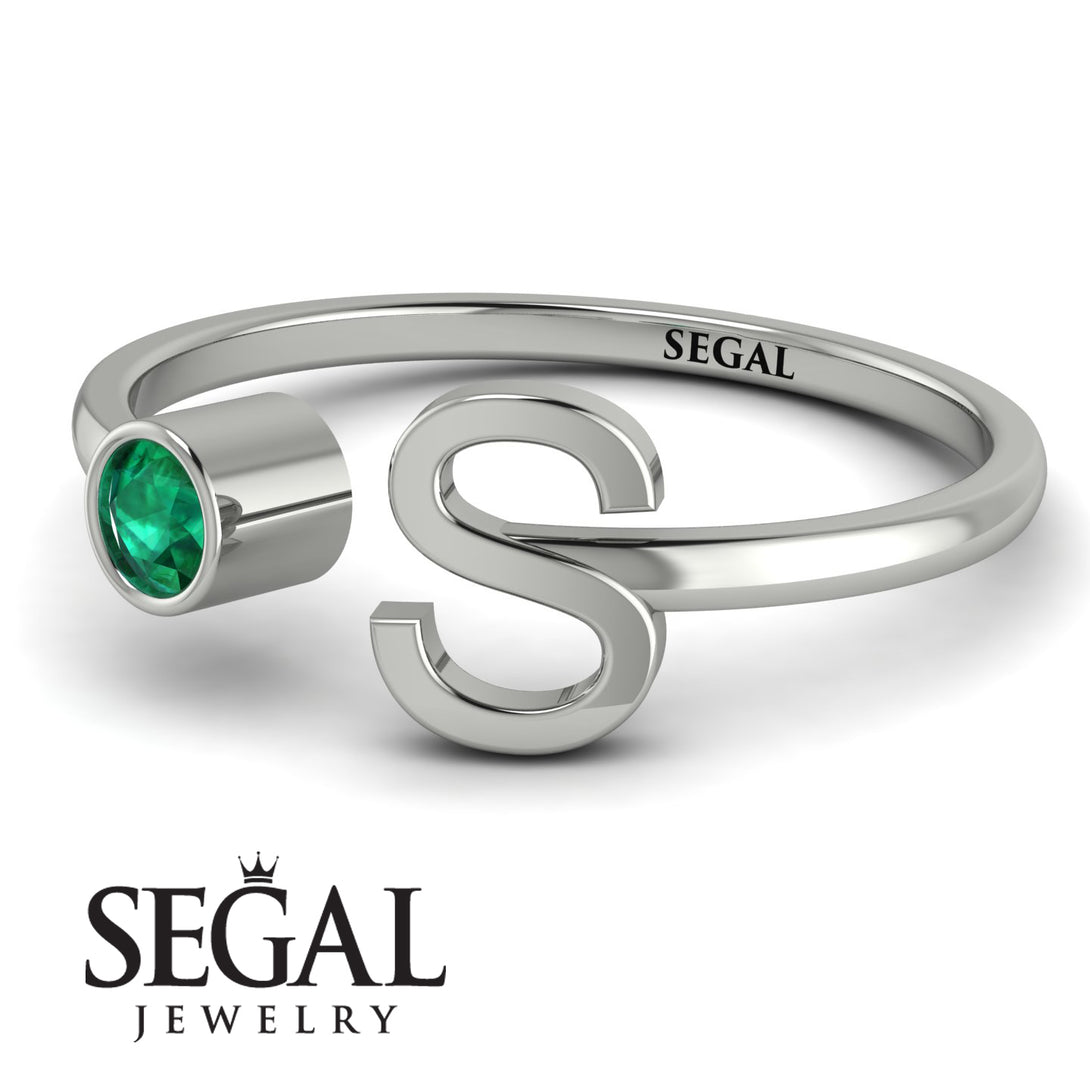Personalized Open Emerald Ring - Finley No. 6