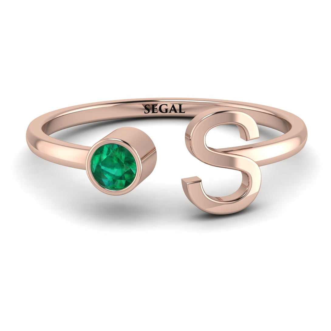 Personalized Open Emerald Ring - Finley No. 5