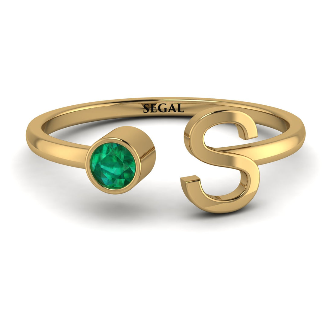 Personalized Open Emerald Ring - Finley No. 4