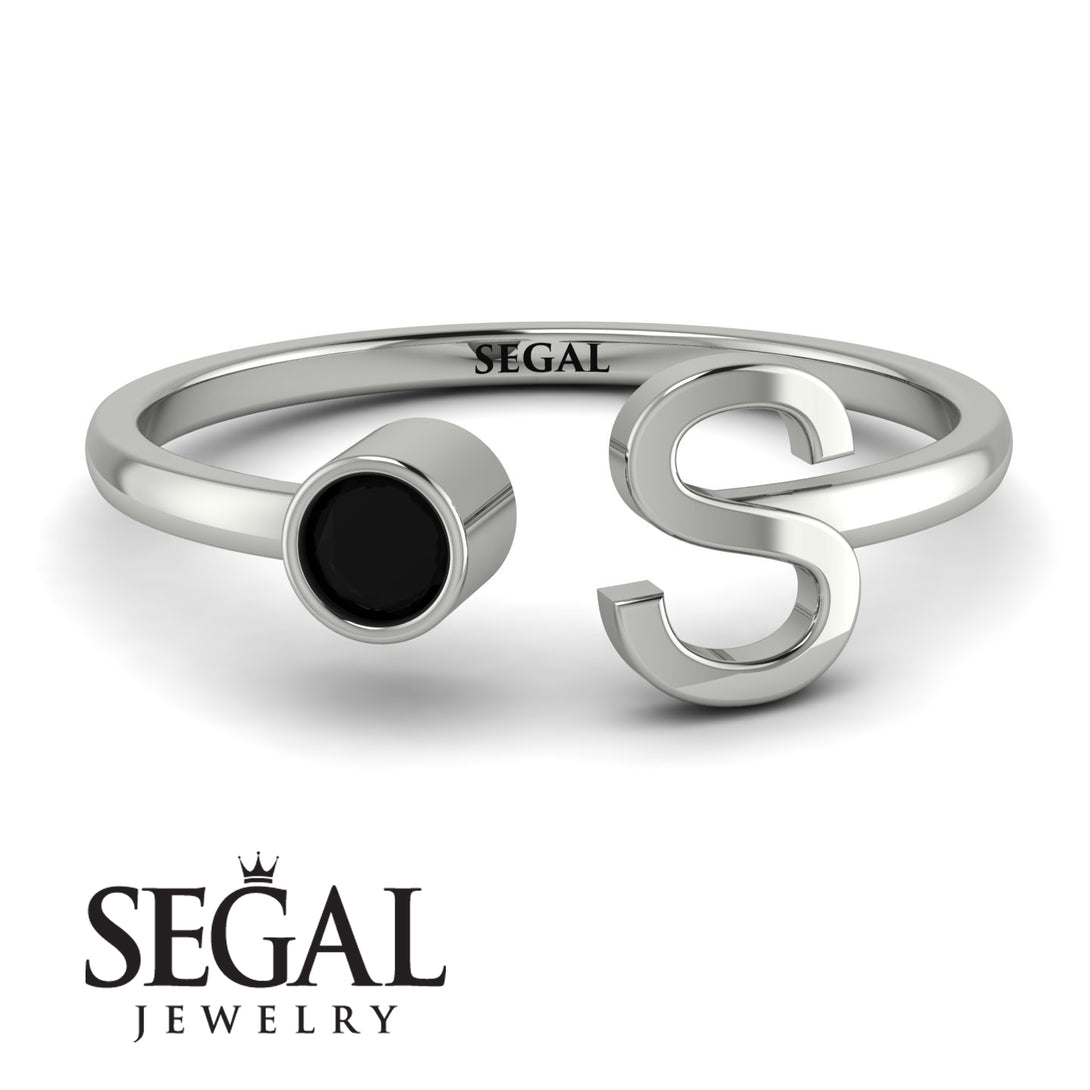 Personalized Open Black Diamond Ring - Finley No. 9