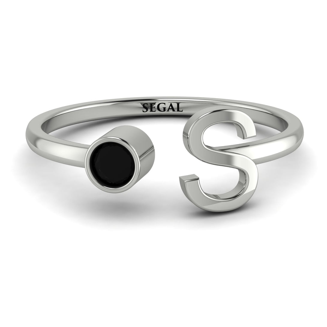 Personalized Open Black Diamond Ring - Finley No. 9