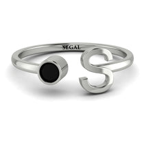 Personalized Open Black Diamond Ring - Finley No. 9 image 1