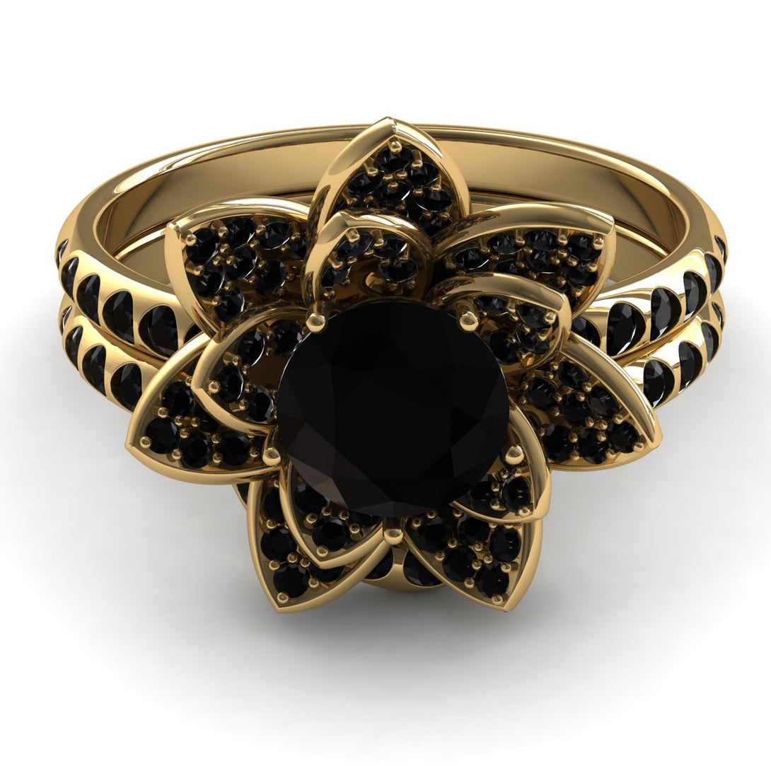 Lotus Black Diamond Flower Bridal Set - Princess Lotus no. 4