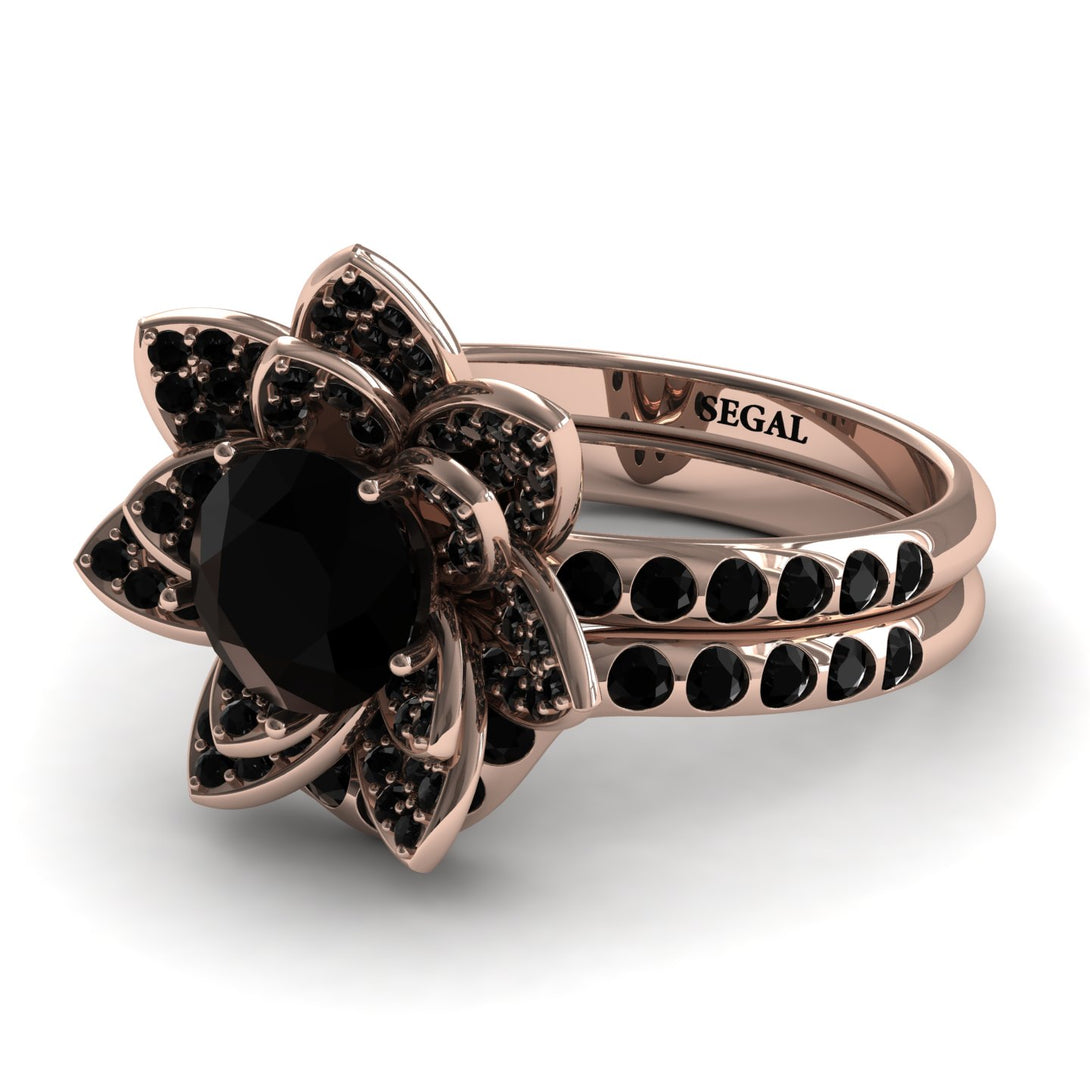 Lotus Black Diamond Flower Bridal Set - Princess Lotus no. 5