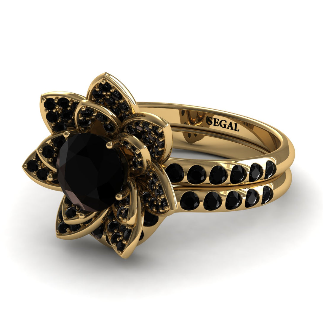 Lotus Black Diamond Flower Bridal Set - Princess Lotus no. 4