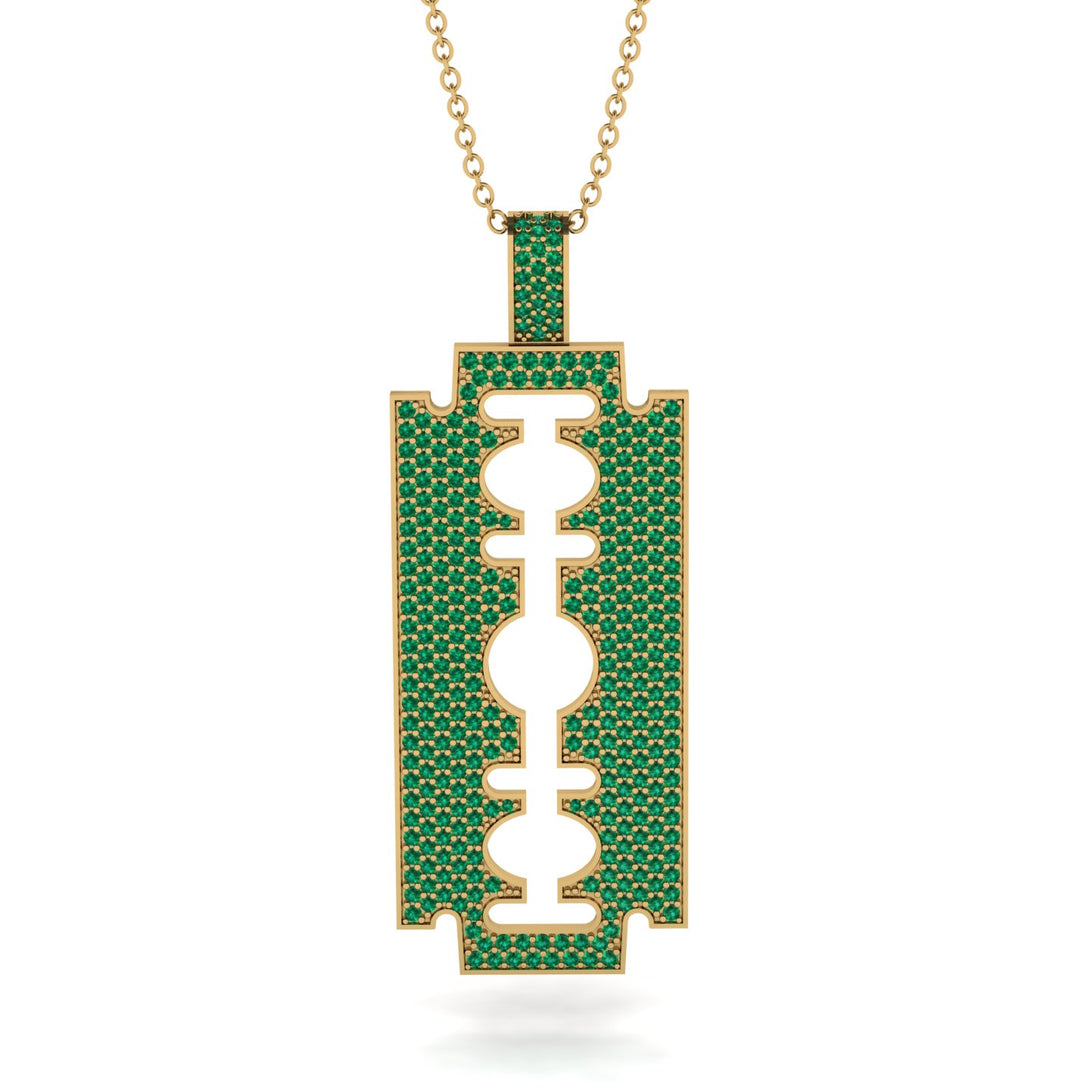 Razor Blade Men Emerald Pendant - Eric No. 4
