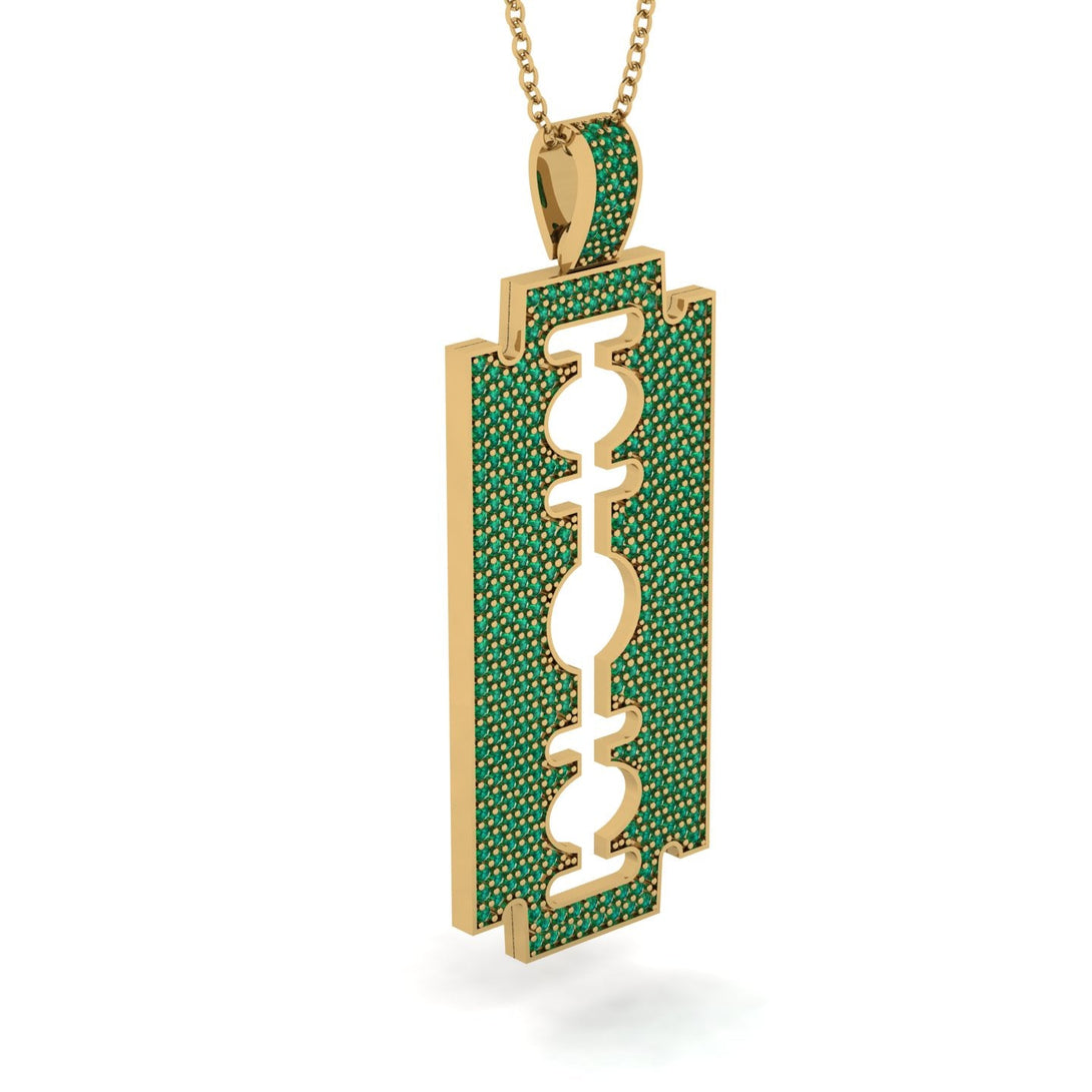 Razor Blade Men Emerald Pendant - Eric No. 4