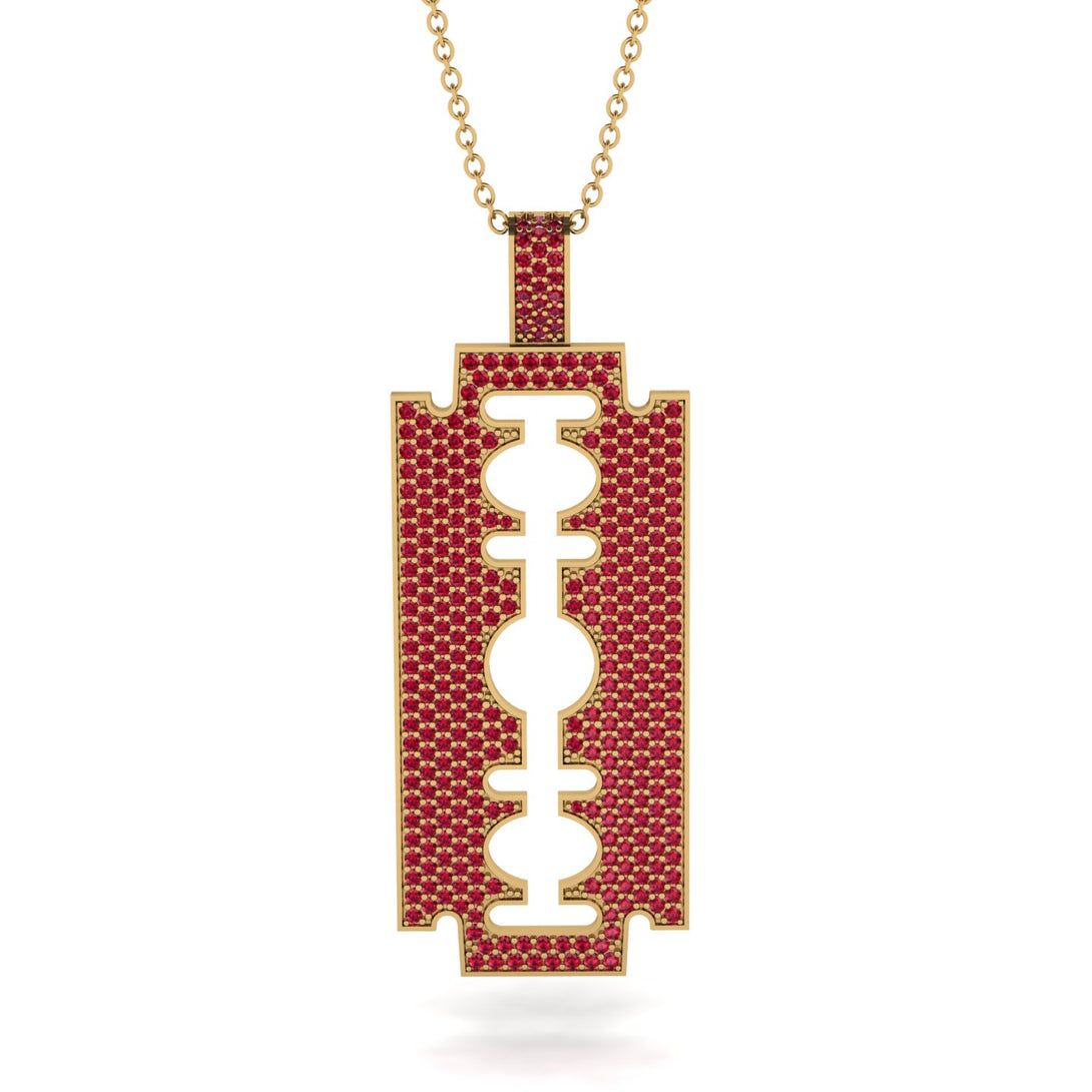 Razor Blade Men Ruby Pendant - Eric No. 10
