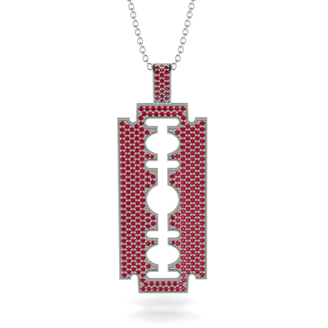 Razor Blade Men Ruby Pendant - Eric No. 12