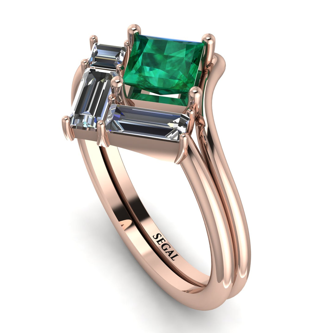 Stacking Princess Emerald Ring - Elise No. 5