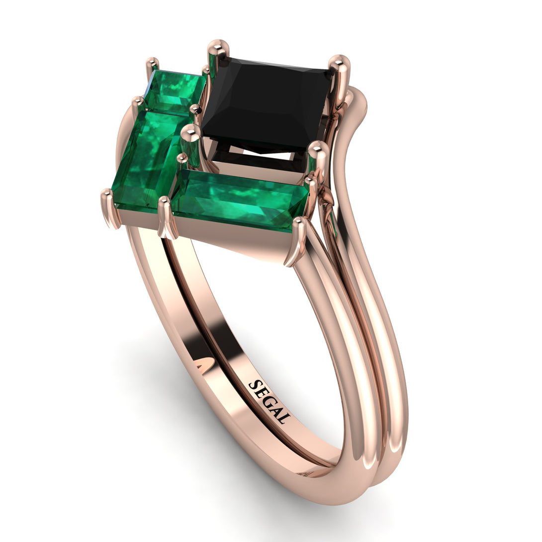 Stacking Princess Black Diamond Ring - Elise No. 23