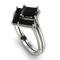 Stacking Princess Black Diamond Ring - Elise No. 39 image 1