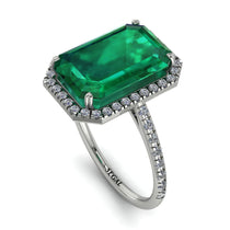 Emerald Cut Emerald Pave Engagement Ring - Nancy No. 6 image 1