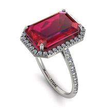 Emerald Cut Ruby Pave Engagement Ring - Nancy No. 12 image 1