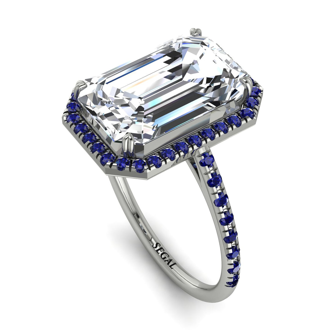 Emerald Cut Diamond Pave Engagement Ring - Nancy No. 63