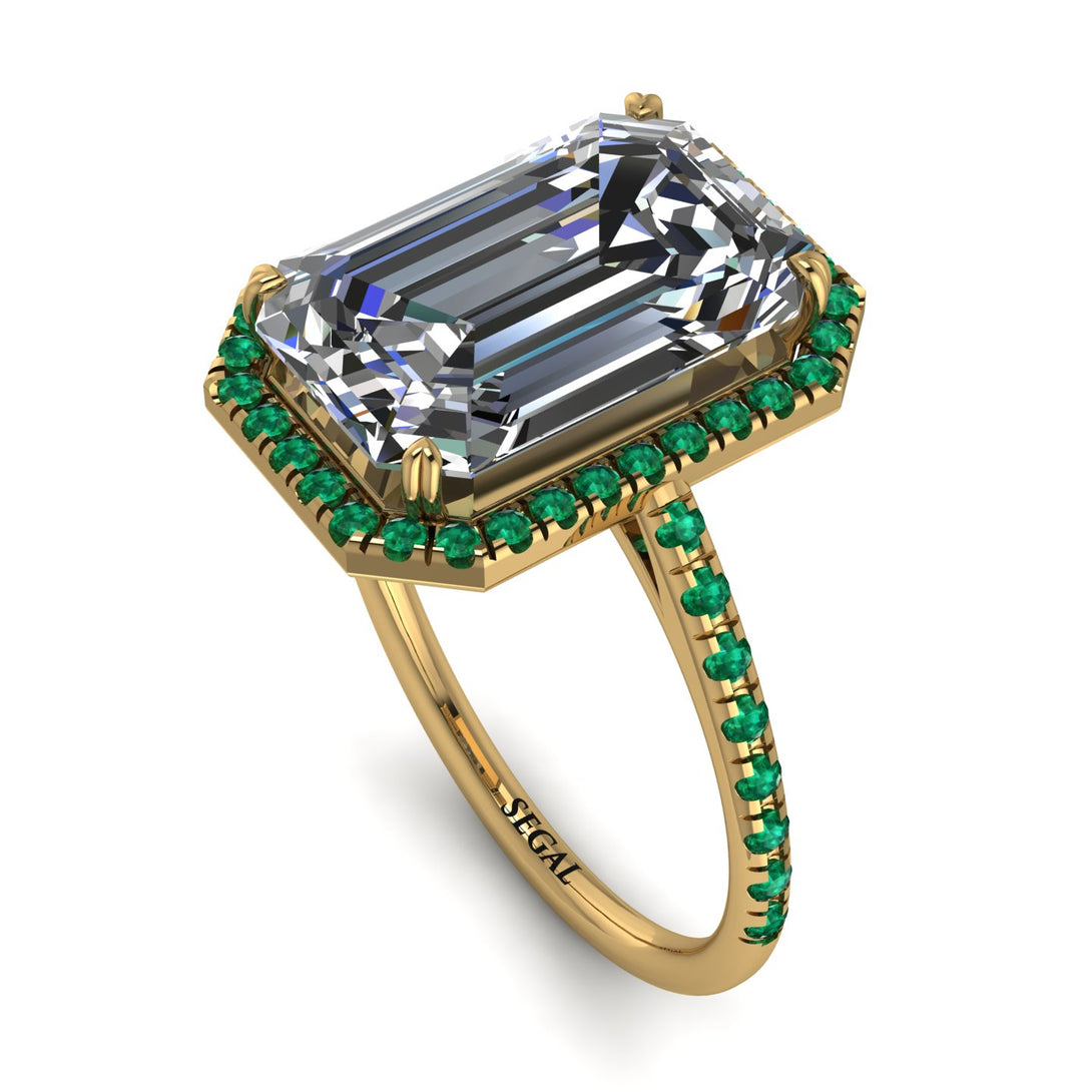 Emerald Cut Diamond Pave Engagement Ring - Nancy No. 16