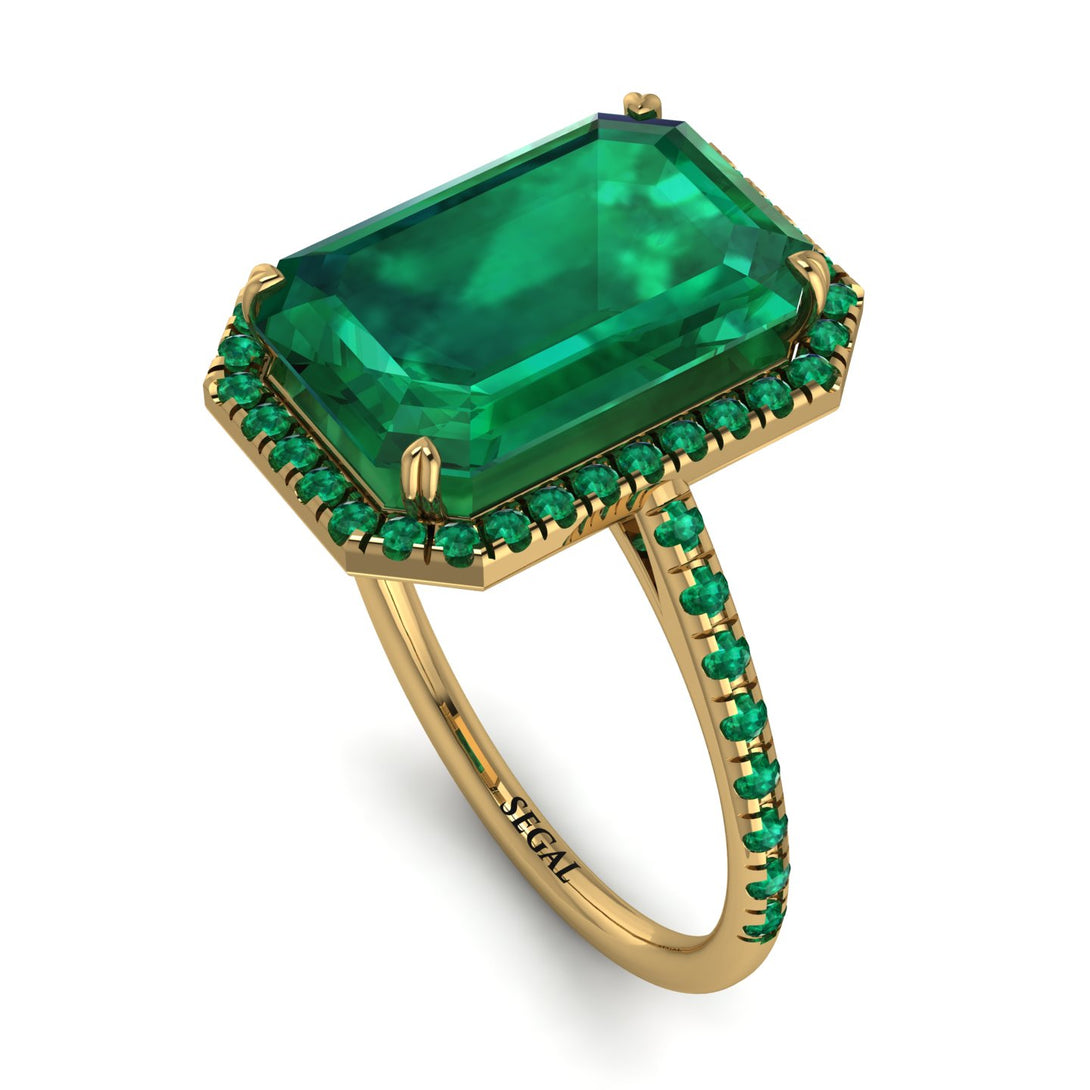 Emerald Cut Emerald Pave Engagement Ring - Nancy No. 19