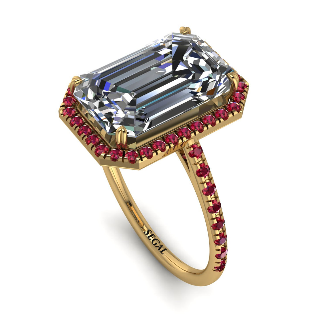 Emerald Cut Diamond Pave Engagement Ring - Nancy No. 46