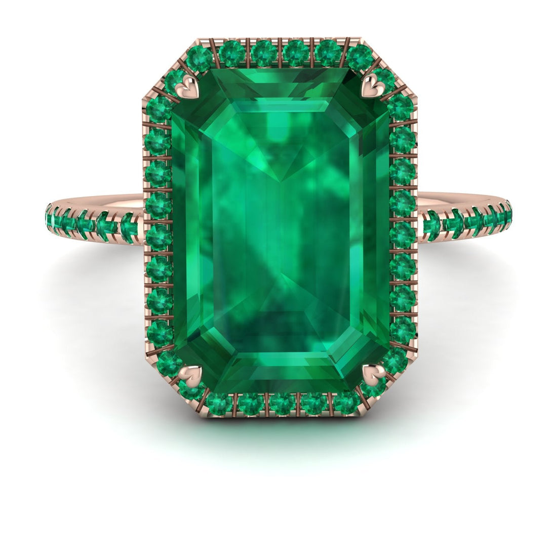 Emerald Cut Emerald Pave Engagement Ring - Nancy No. 20