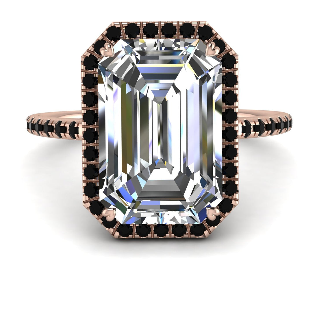 Emerald Cut Diamond Pave Engagement Ring - Nancy No. 32