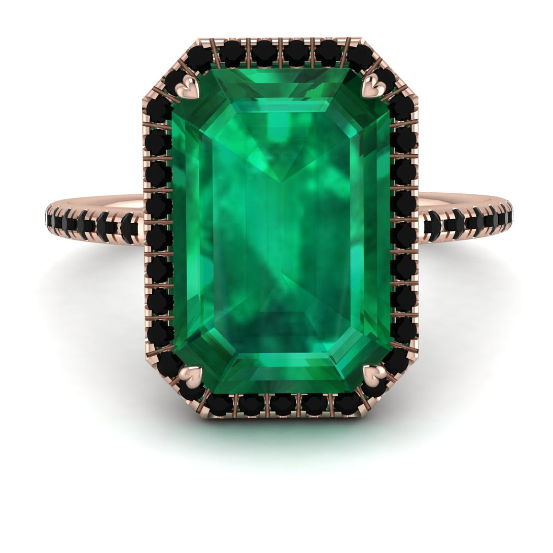 Emerald Cut Emerald Pave Engagement Ring - Nancy No. 35