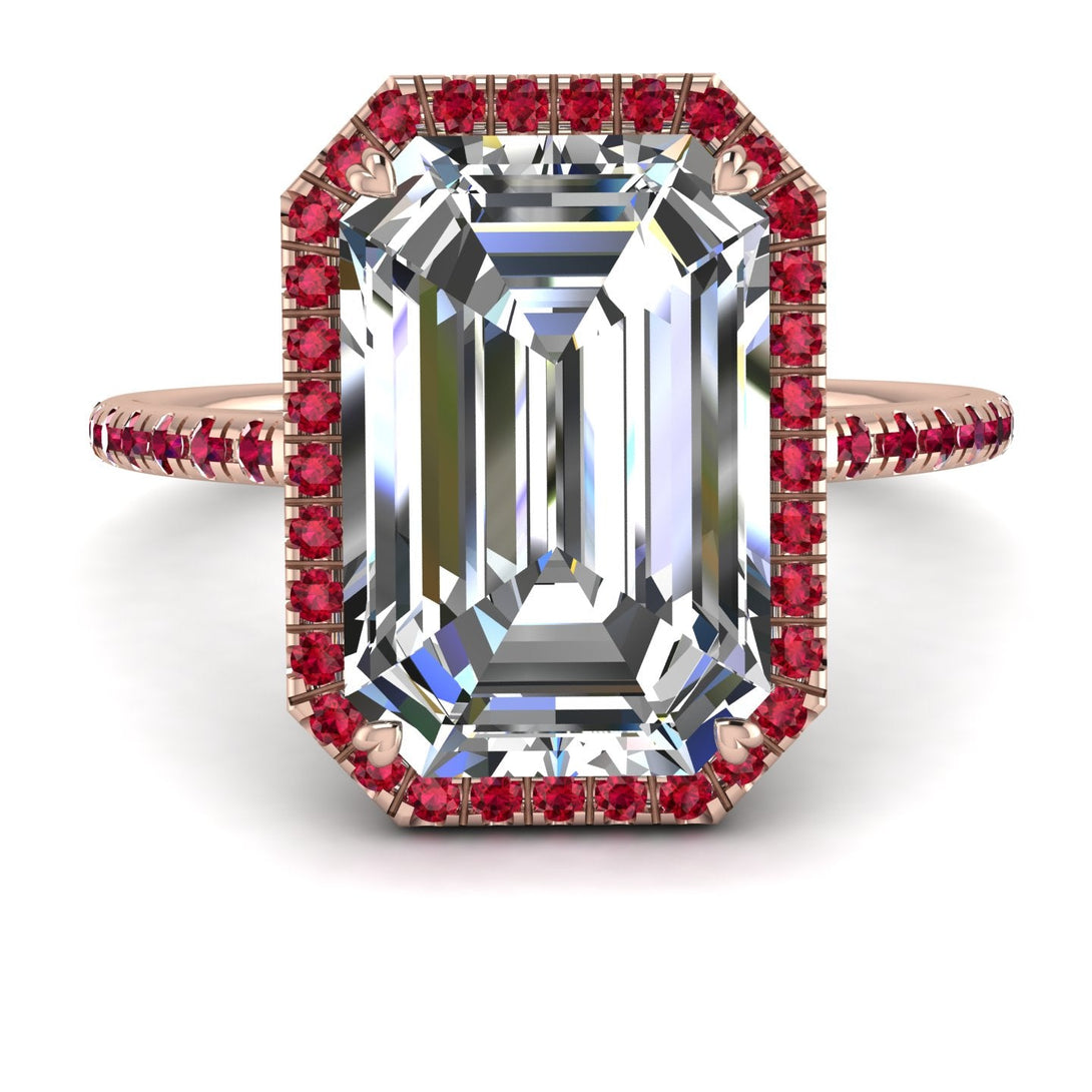 Emerald Cut Diamond Pave Engagement Ring - Nancy No. 47