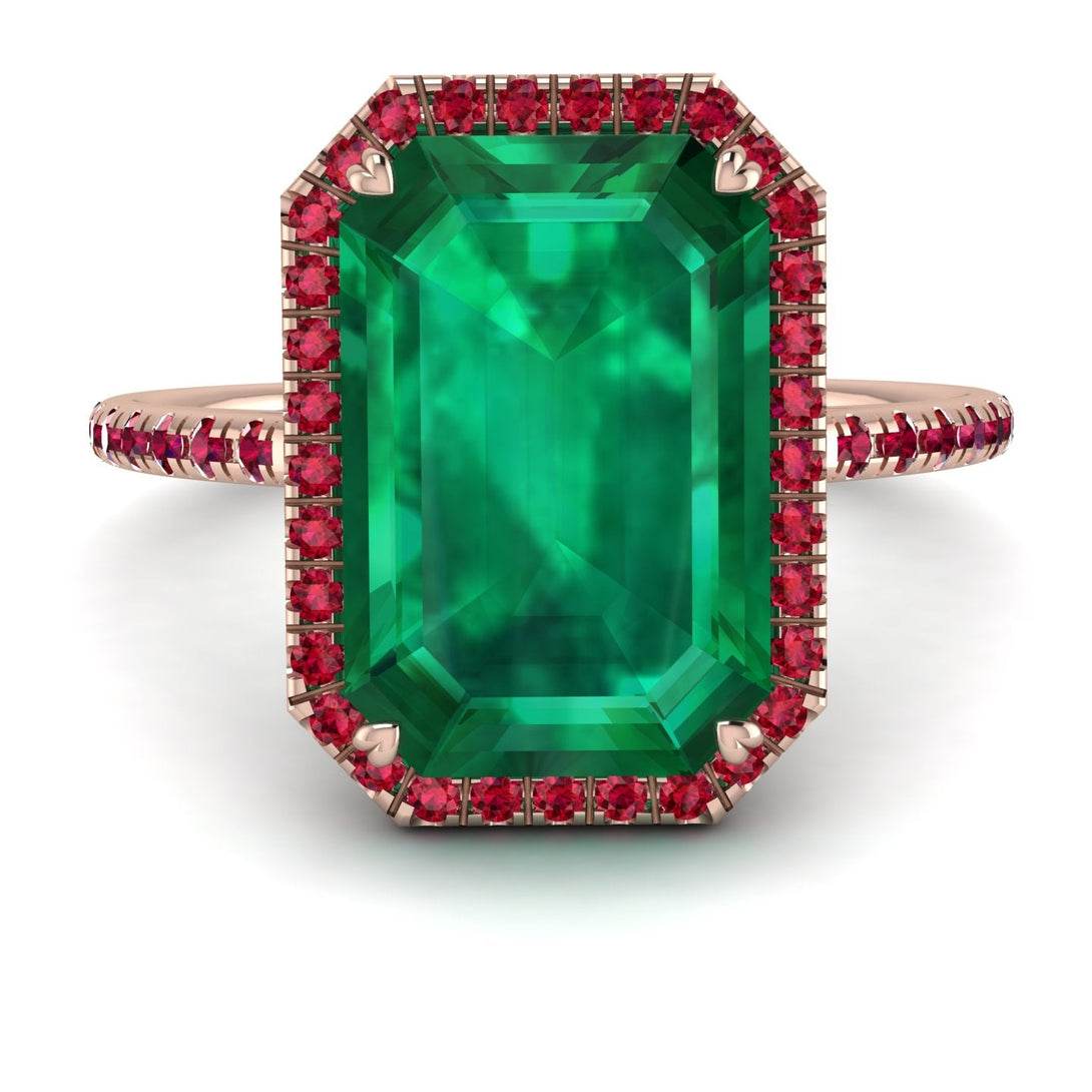 Emerald Cut Emerald Pave Engagement Ring - Nancy No. 50