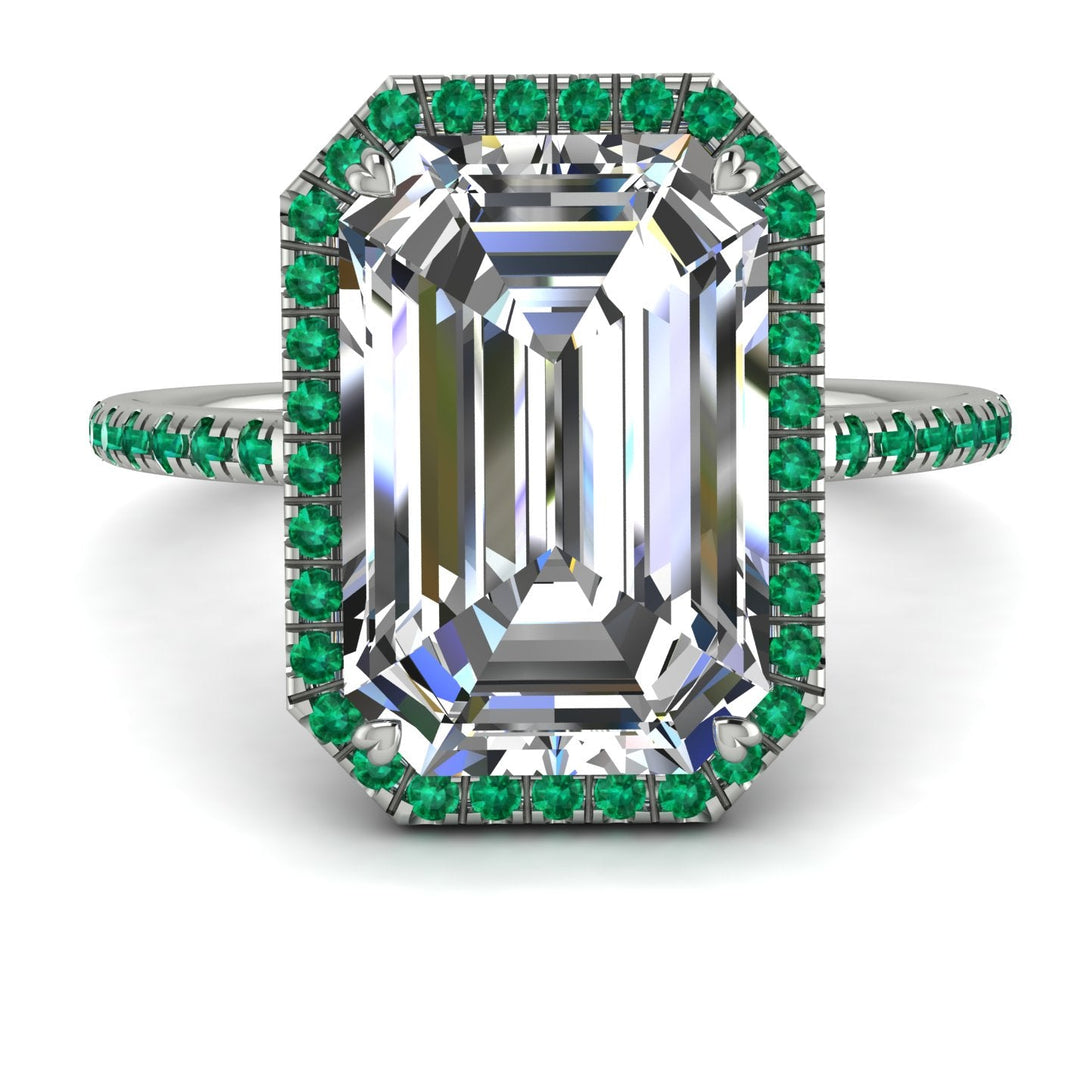 Emerald Cut Diamond Pave Engagement Ring - Nancy No. 18