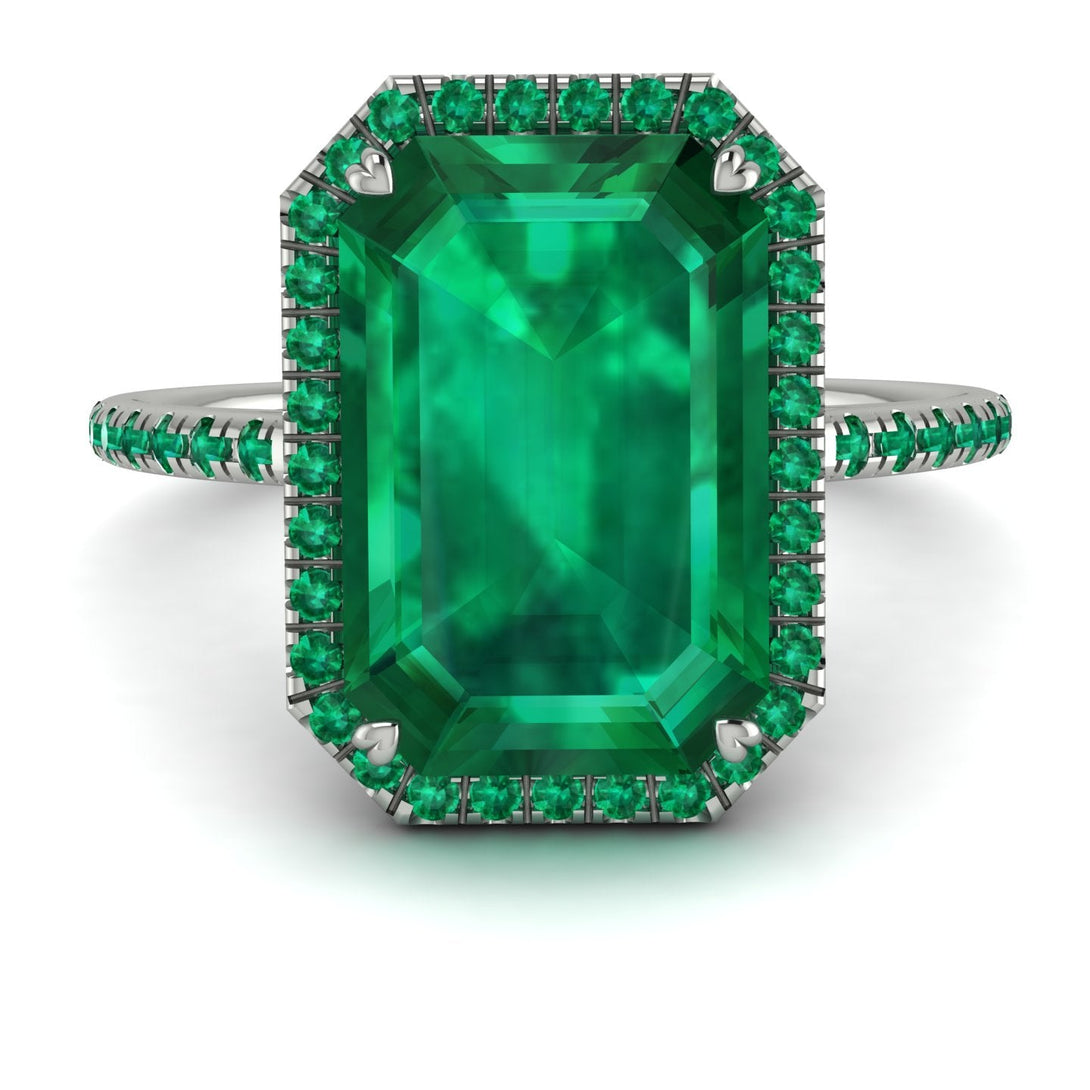 Emerald Cut Emerald Pave Engagement Ring - Nancy No. 21