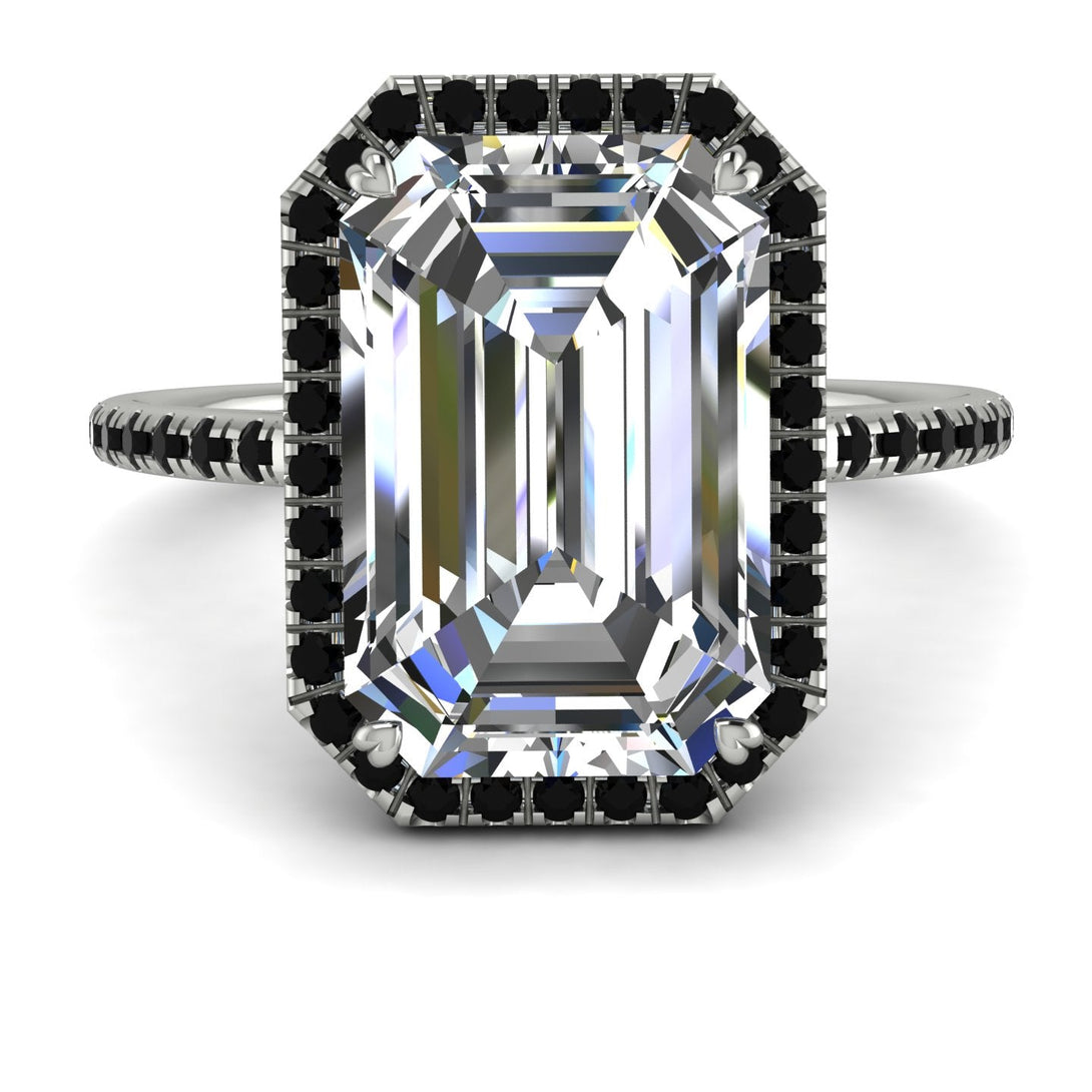Emerald Cut Diamond Pave Engagement Ring - Nancy No. 33