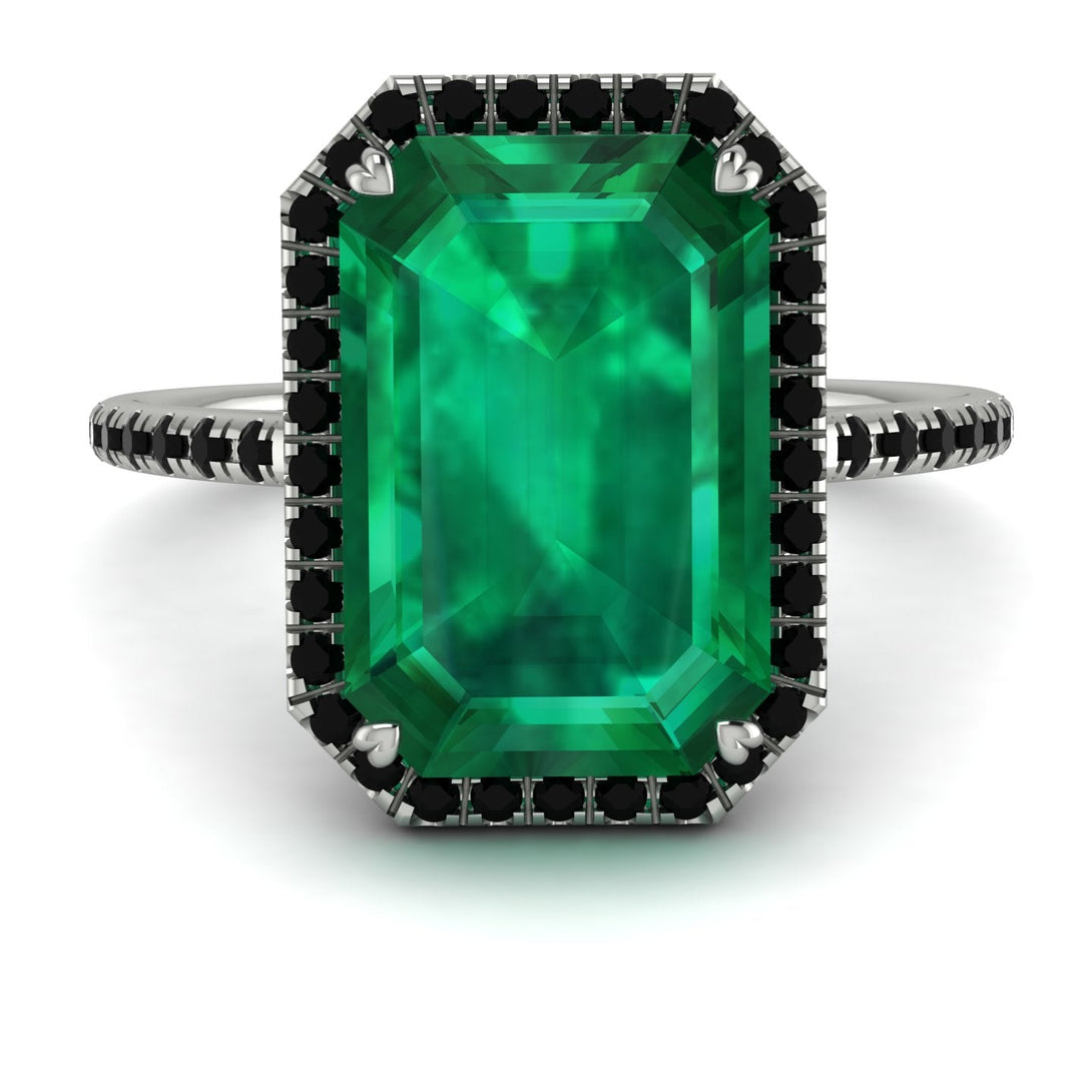Emerald Cut Emerald Pave Engagement Ring - Nancy No. 36