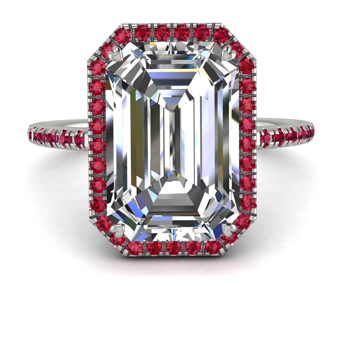 Emerald Cut Diamond Pave Engagement Ring - Nancy No. 48