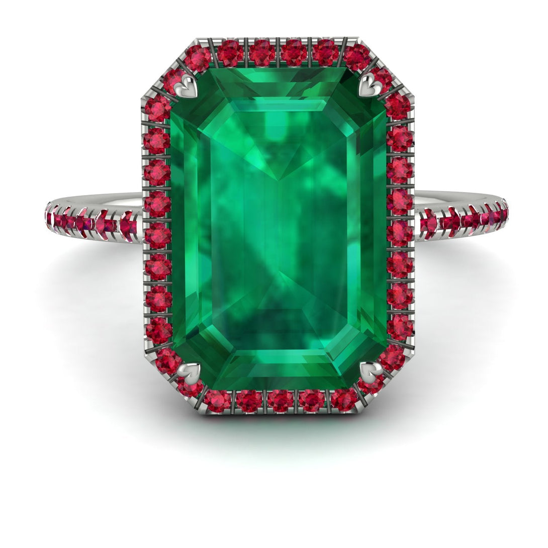 Emerald Cut Emerald Pave Engagement Ring - Nancy No. 51