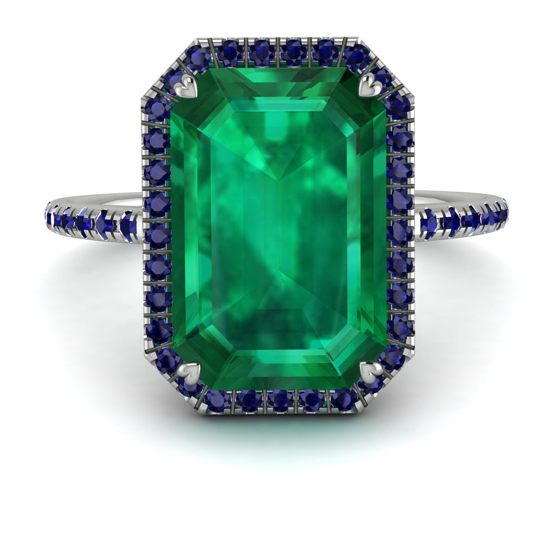 Emerald Cut Emerald Pave Engagement Ring - Nancy No. 66