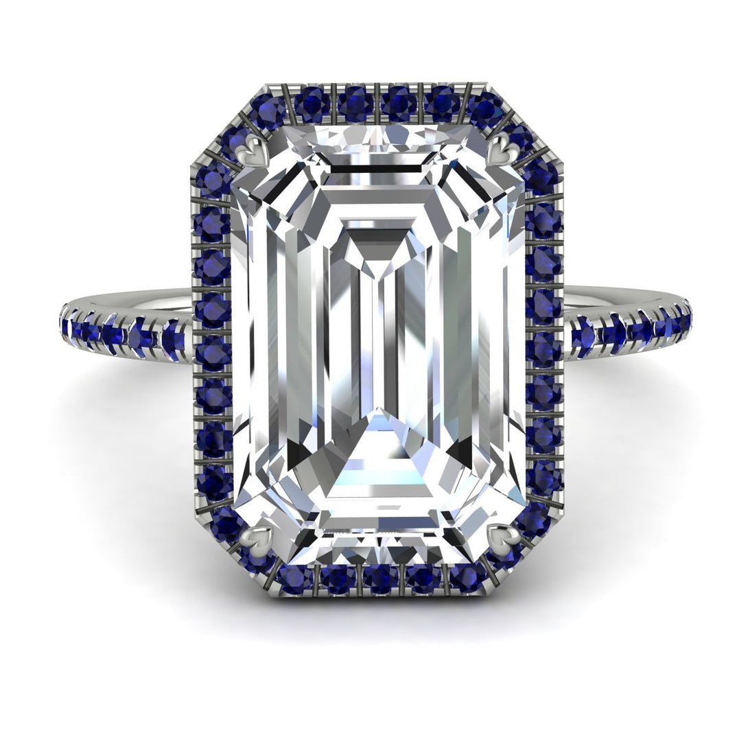 Emerald Cut Diamond Pave Engagement Ring - Nancy No. 63