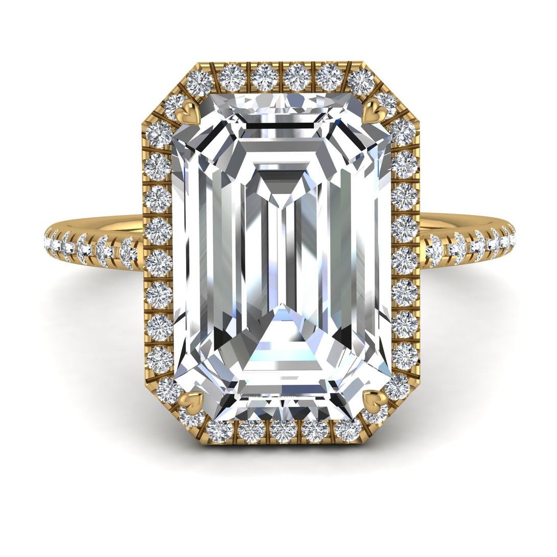 Emerald Cut Diamond Pave Engagement Ring - Nancy No. 1