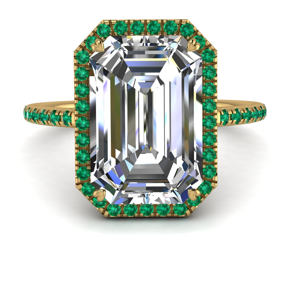 Emerald Cut Diamond Pave Engagement Ring - Nancy No. 16
